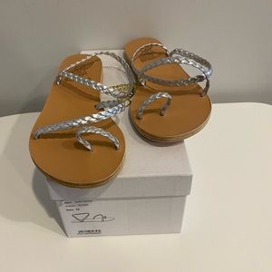 Ancient Greek Sandals Eleftheria Silver Leather Size 39